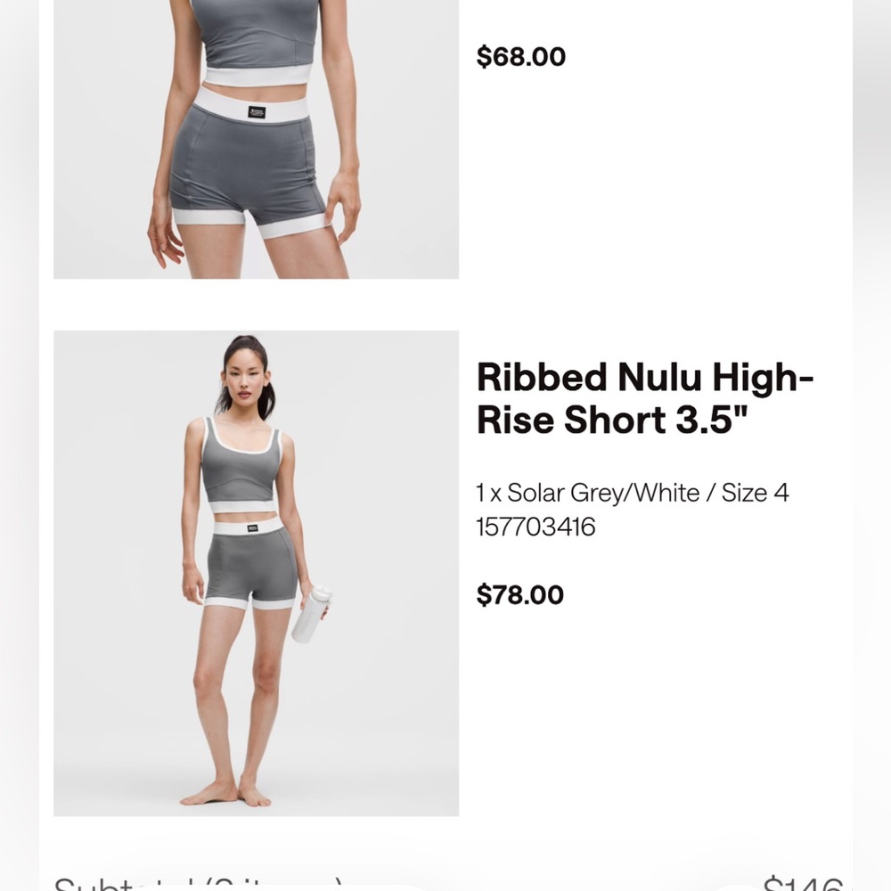 Lululemon Ribbed Nulu High-Rise Shorts, Grey, Size 4 - Picture 3 of 3